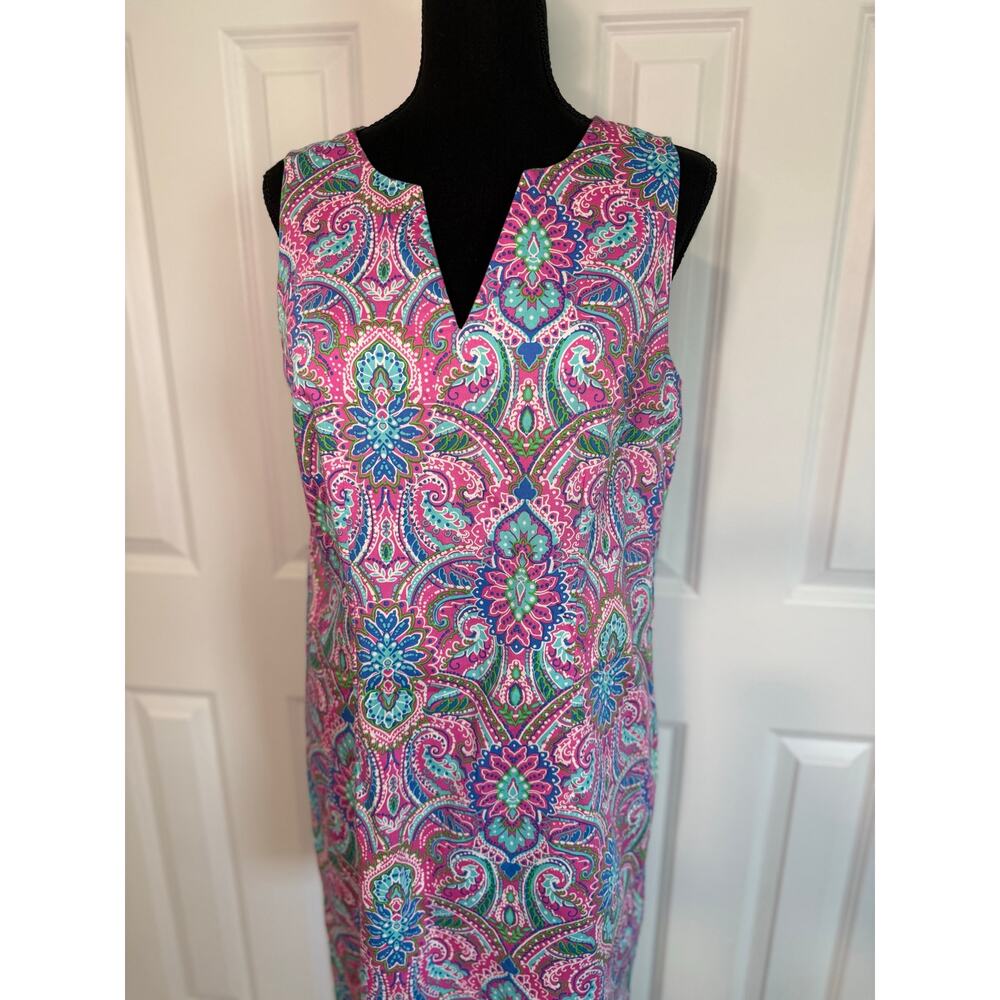 Martha Rowe Pink Paisley Shift Dress Sleeveless Summer Dress Size 10 - Picture 4 of 7